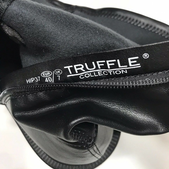 Wednesday Adams Style Boots Size 9 Black Stretch Pull Up Zip Up Chunky Boots - Picture 9 of 12